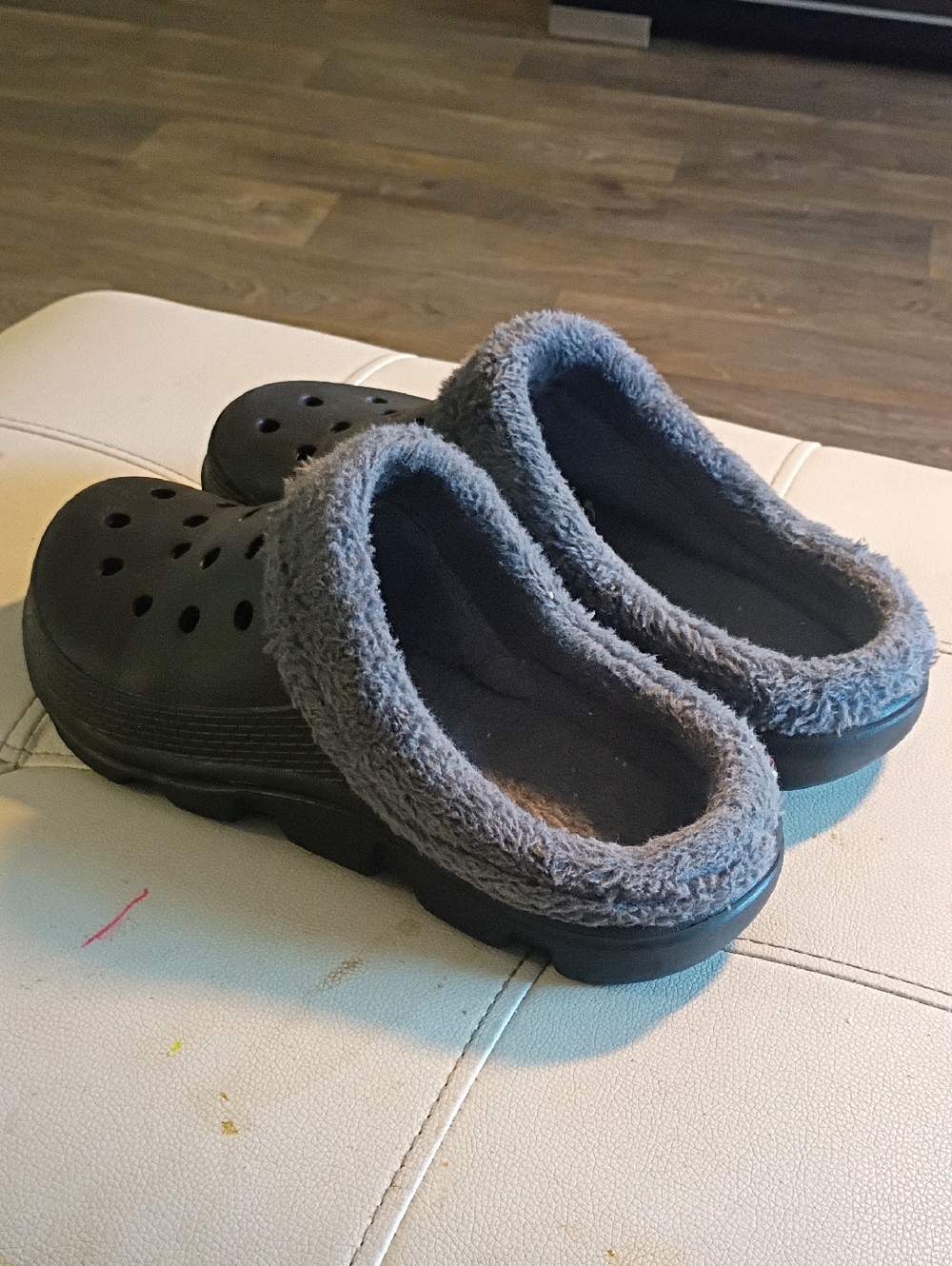 Fuzzy-Lined Black Slip-On Clog